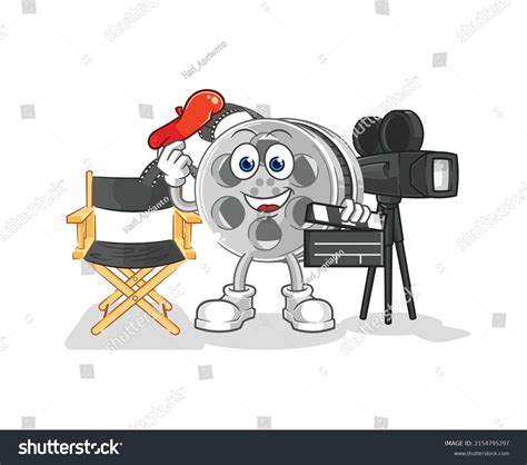 Film Reel Director Mascot Cartoon Vector Stock Vector (Royalty Free ...