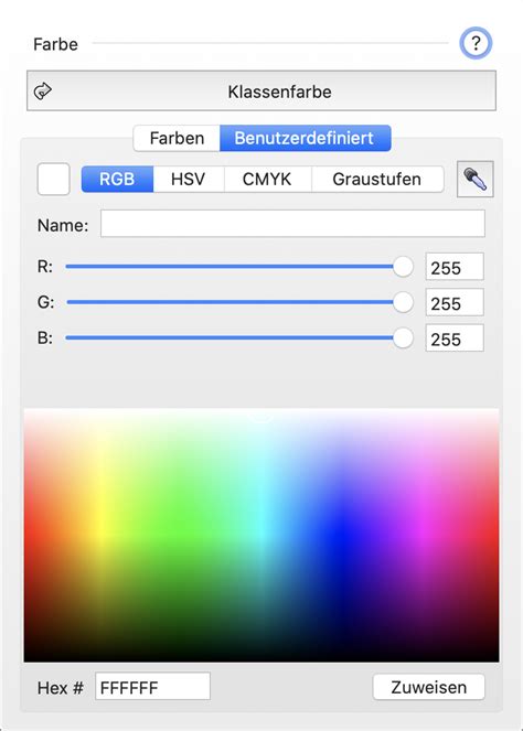 Benutzerdefinierte Farben wählen