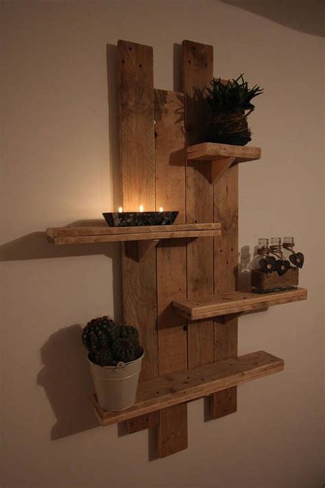 Rustic hanging pallet shelf, wall, Wood, Unit, reclaimed | Rustic wall shelves, Diy rustic wall ...