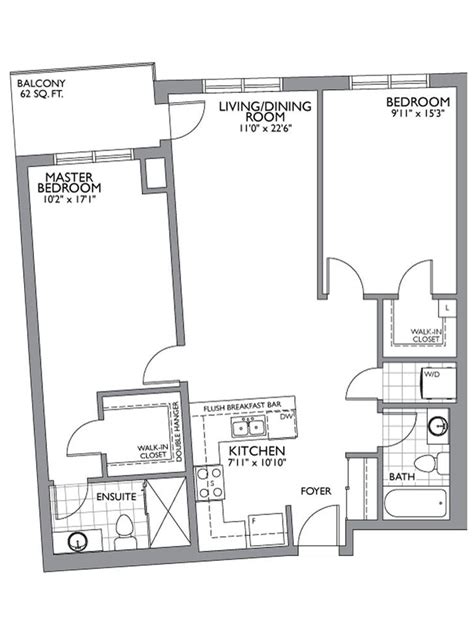 The Cosmopolitan by Ballantry |Two Bedroom A Floorplan 2 bed & 2 bath