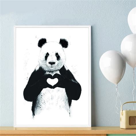 Animal Panda LOVE Abstract Posters and Prints Art Canvas Painting Home ...