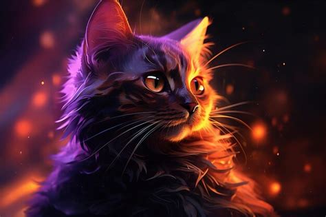 Premium AI Image | A digital painting of a purple cat with purple