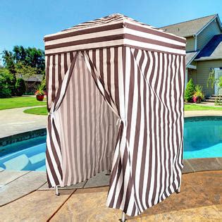 41234-MASTER Apontus Striped Shower Room Changing Cabana Tent Patio Beach Pool Brown White