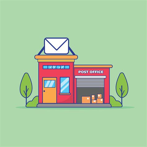 Post Office Building Vector Illustration. Building and Office Concept. Flat Icon and Cartoon ...