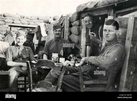 American soldiers relaxing in a trench, WW1 Stock Photo - Alamy