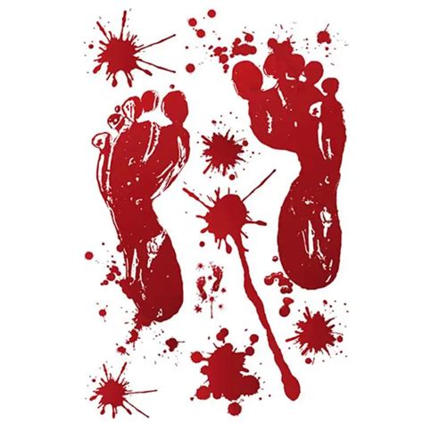 Bloody Footprints Wall Stickers Wallpaper Halloween WaterProof Living Room Wall Floor Poster ...