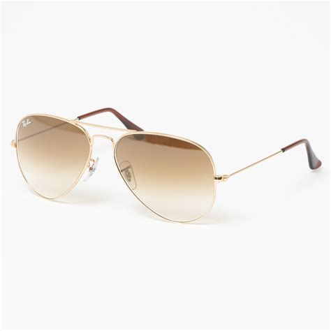 Ray Ban Gold Aviator Gradient Sunglasses | Light Brown Gradient Lenses ...