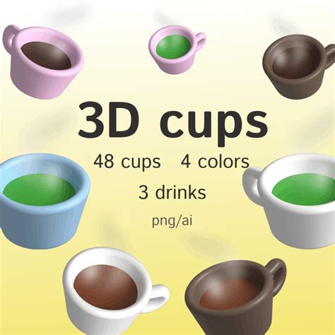 3D cups Illustration - MasterBundles