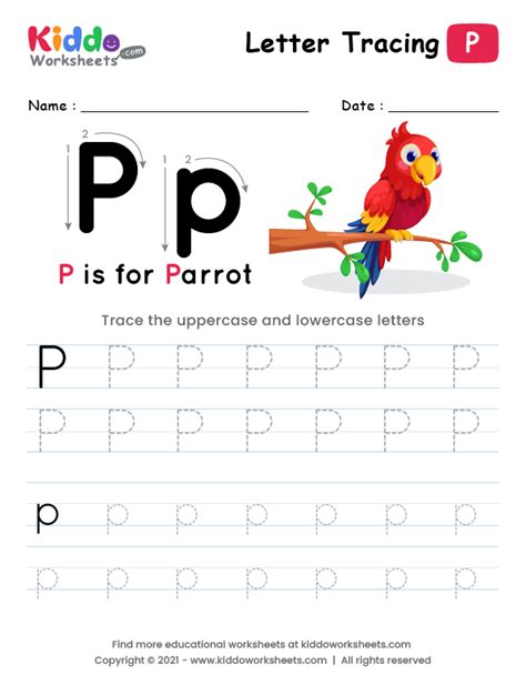 Letter Tracing Alphabet P - kiddoworksheets