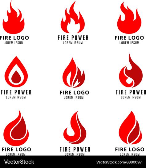 Logo set with fire symbols Royalty Free Vector Image