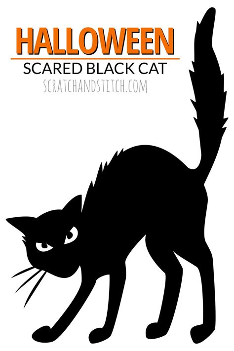 Halloween scared black cat silhouette in the window. FREE DOWNLOAD by scratchandstitch.com Retro ...