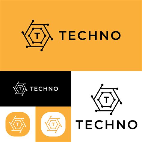 Technology Logo. Tech circuit logo template.Vector Illustration.Black,yellow And White color ...