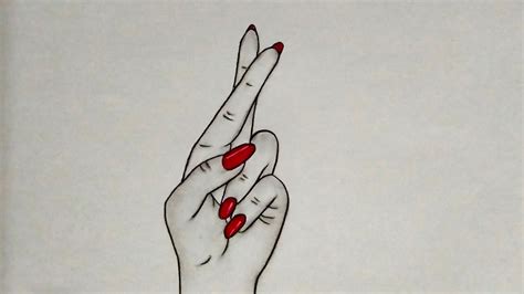 How to draw a Crossed Fingers || Easy Crossed Fingers drawing tutorial ...