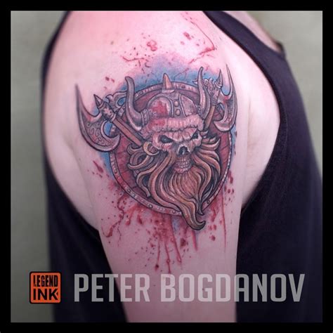 Tattoo uploaded by Peter Bogdanov • Viking warrior done in slight cartoon style along with some ...