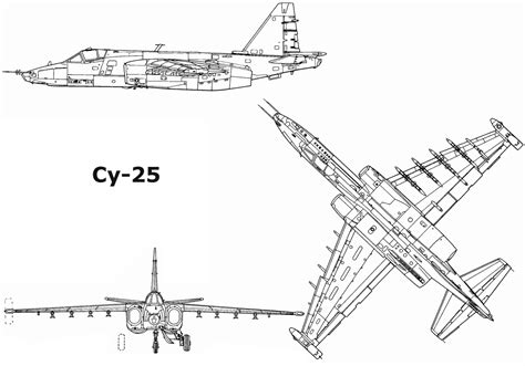 Sukhoi Su-25 Blueprint - Download free blueprint for 3D modeling