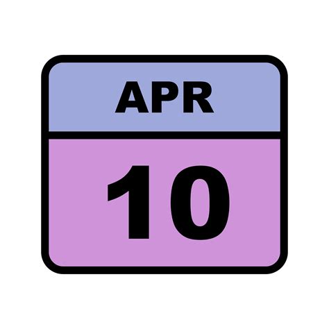 April 10th Date on a Single Day Calendar 497986 Vector Art at Vecteezy