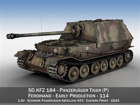 Ferdinand Tank destroyer - Tiger P - 114 | 3D model | Tank destroyer, Ferdinand, German tanks