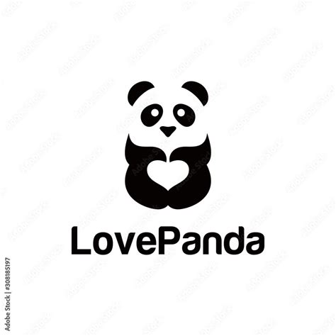 Love panda logo. cute Panda Logo design vector template. animal, asia ...