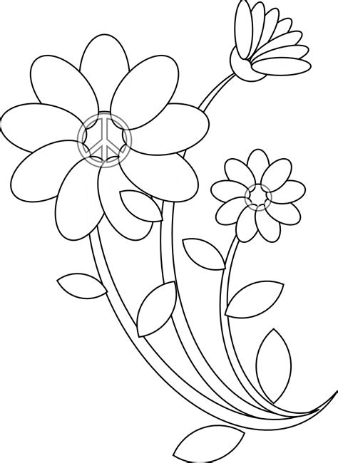 Peace Symbol Peace Sign Flower 33 Black White Line Art Coloring ... - ClipArt Best - ClipArt Best