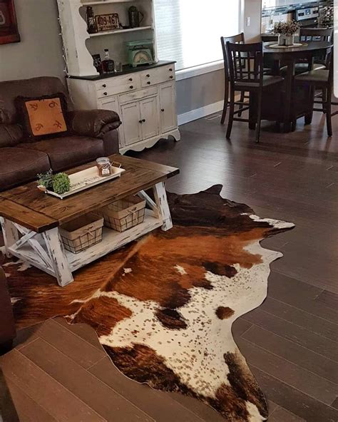 Handpicked Brazilian cowhide rug in unique brown white with some black ...