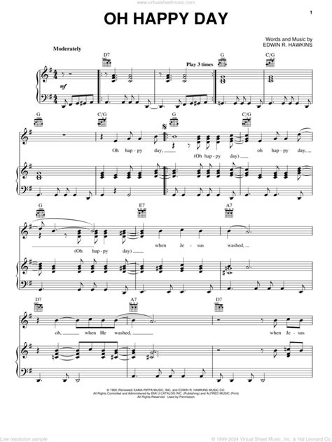 Oh Happy Day sheet music for voice, piano or guitar (PDF)