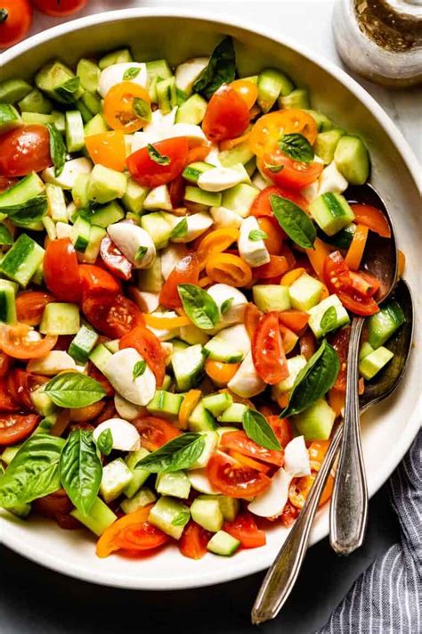 Tomato Cucumber Mozzarella Salad Recipe (Cucumber Caprese Salad)