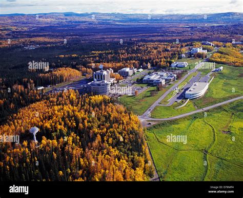 Aerial view University Alaska Fairbanks Fairbanks Alaska Stock Photo ...