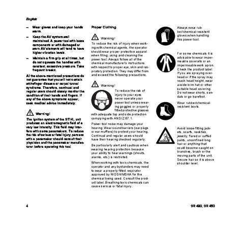 STIHL SR 430 450 Blower Power Sprayer Owners Manual