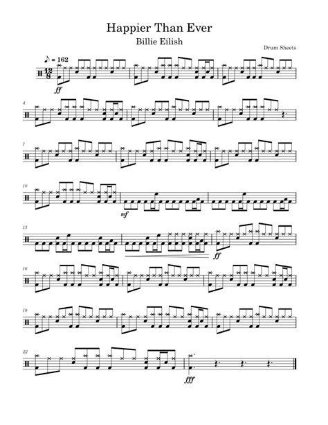 Happier Than Ever – Billie Eilish Sheet music for Drum group (Solo) | Musescore.com