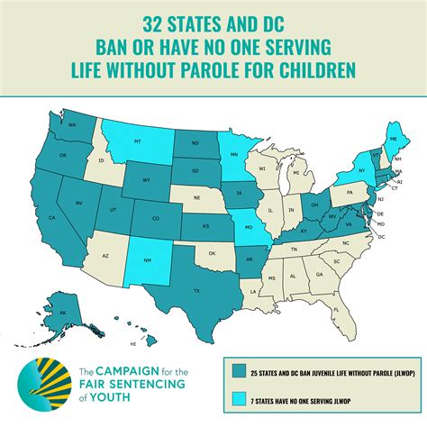 Juvenile Life Without Parole Map Jan 2022 - Campaign for the Fair ...