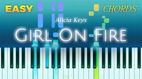 Alicia Keys - Girl On Fire - EASY Piano CHORDS TUTORIAL by Piano Fun Play - YouTube