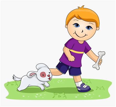 Boy And Dog Clipart, HD Png Download - kindpng