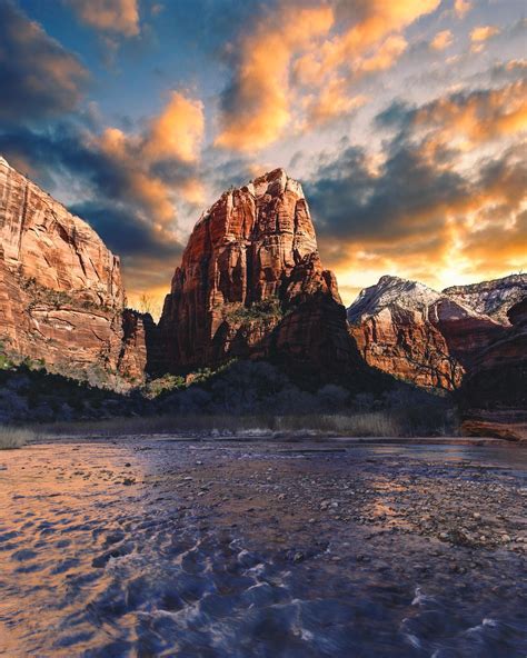 Angel’s Landing at Sunrise (from the river). [OC][2186x3264] IG: @grantplace : r/EarthPorn