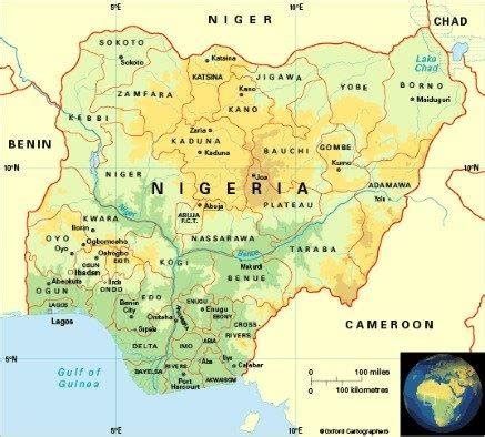 Map of Nigeria indicating geographical coordinates (www.theodora.com/maps) | Download Scientific ...