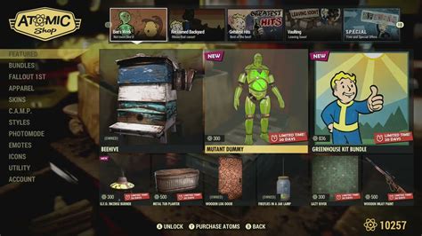 Fallout 76 - Atomic Shop Items - 23rd Aug 2022 - Greenhouse Kit Bundle/Mutant Dummy - YouTube