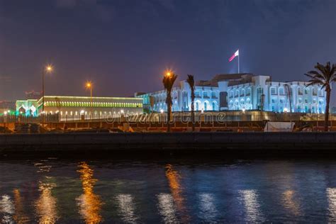 Night View of Amiri Diwan Governmental Building in Doha, Qatar Stock Photo - Image of ...