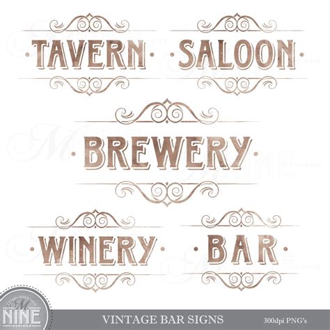 VINTAGE BAR SIGNS Clip Art / Wine Clipart / Clip Art Downloads, Bar ...