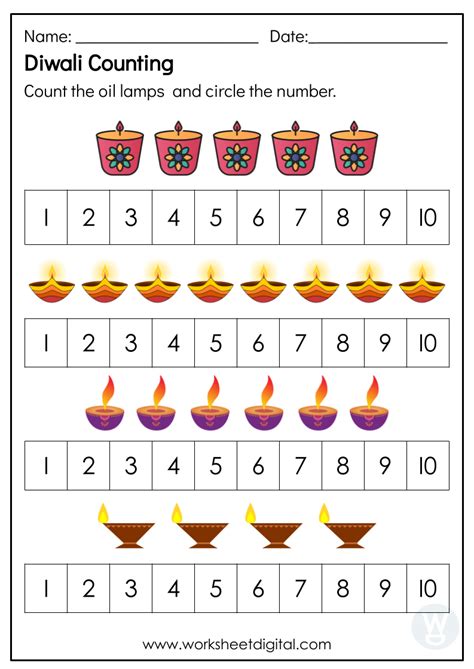 Diwali Counting - Worksheet Digital