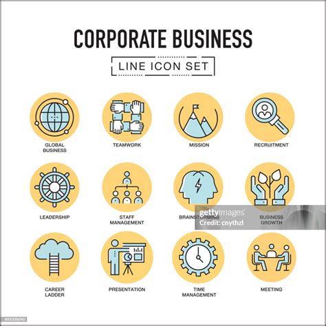 Corporate Business Line Icons Set High-Res Vector Graphic - Getty Images