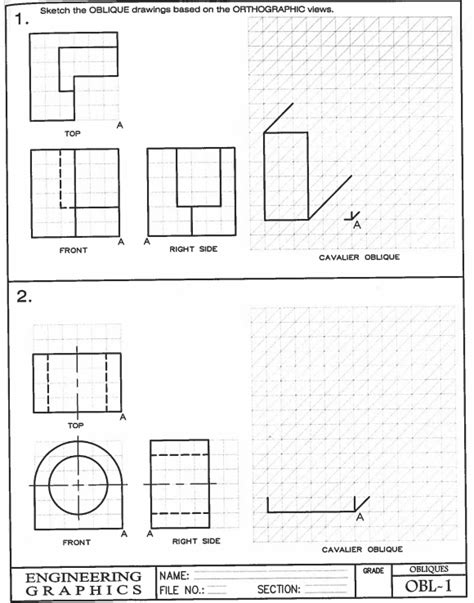 Solved Sketch the OBLIQUE drawings based on the ORTHOGRAPHIC | Chegg.com