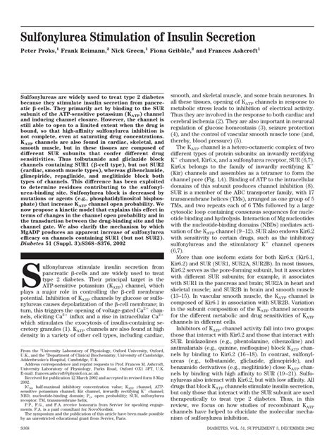 (PDF) Sulfonylurea Stimulation of Insulin Secretion