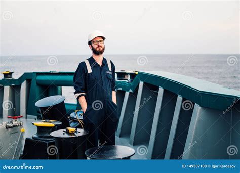 Deck Officer on Deck of Offshore Vessel or Ship Stock Photo - Image of radio, helmet: 149337108