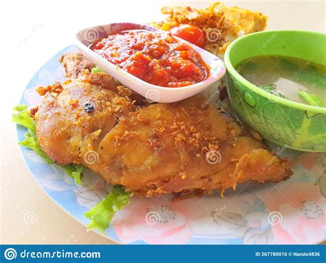 Singapore Nasi Ayam penyet stock photo. Image of lunch - 267780010