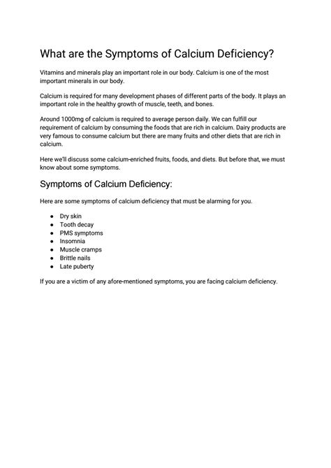 What are the Symptoms of Calcium Deficiency? by annasmith6244 - Issuu