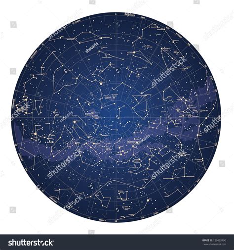 High Detailed Sky Map Of Southern Hemisphere With Names Of Stars And Constellations Colored ...