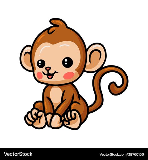 Cute baby monkey cartoon sitting Royalty Free Vector Image