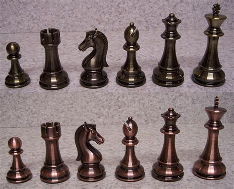 Chess Set Pieces Metal Staunton antique nickle copper NEW 4¼" kings 1 7/8" base | eBay