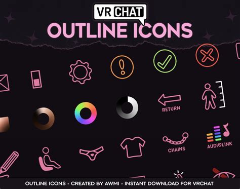 Outline Icons VRCHAT 62 Hand Drawn Icons Cute for Vrchat Avatars - Etsy