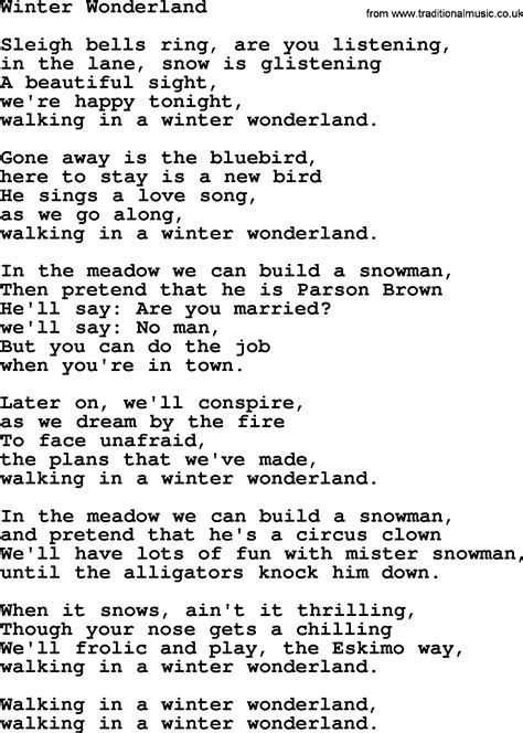 Catholic Hymns, Song: Winter Wonderland - lyrics and PDF