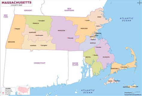 Massachusetts Map | Map of Massachusetts (MA) State With County